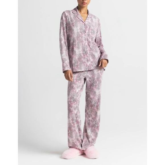 Skims Sleep Long Sleeve Button Up Pajama Set NWT Bloom Mini Multi Animal Size L - Picture 2 of 9